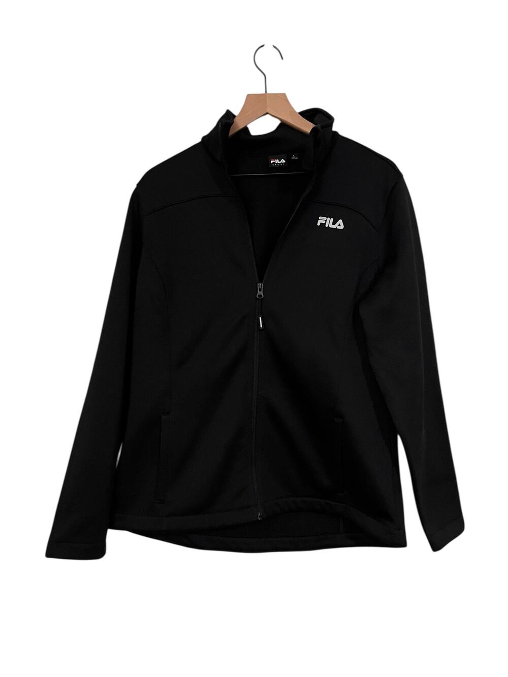 Fila Sport Womens Black Soft Shell Full Zip Black Jacket Size Large